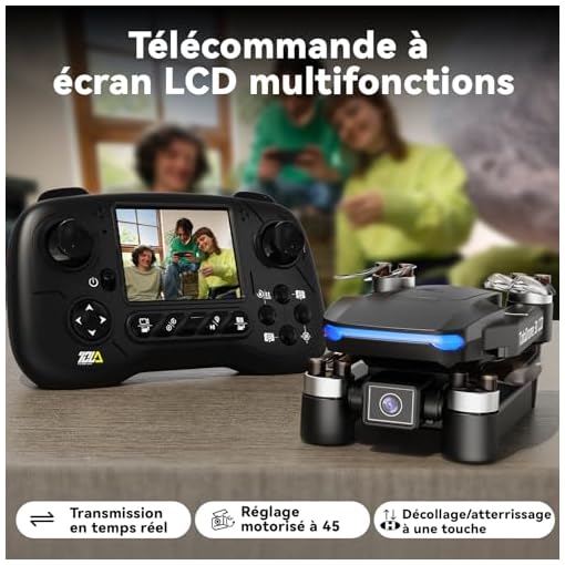 Toladrone Drone avec Camera pour Adultes Écran LCD Transmission D