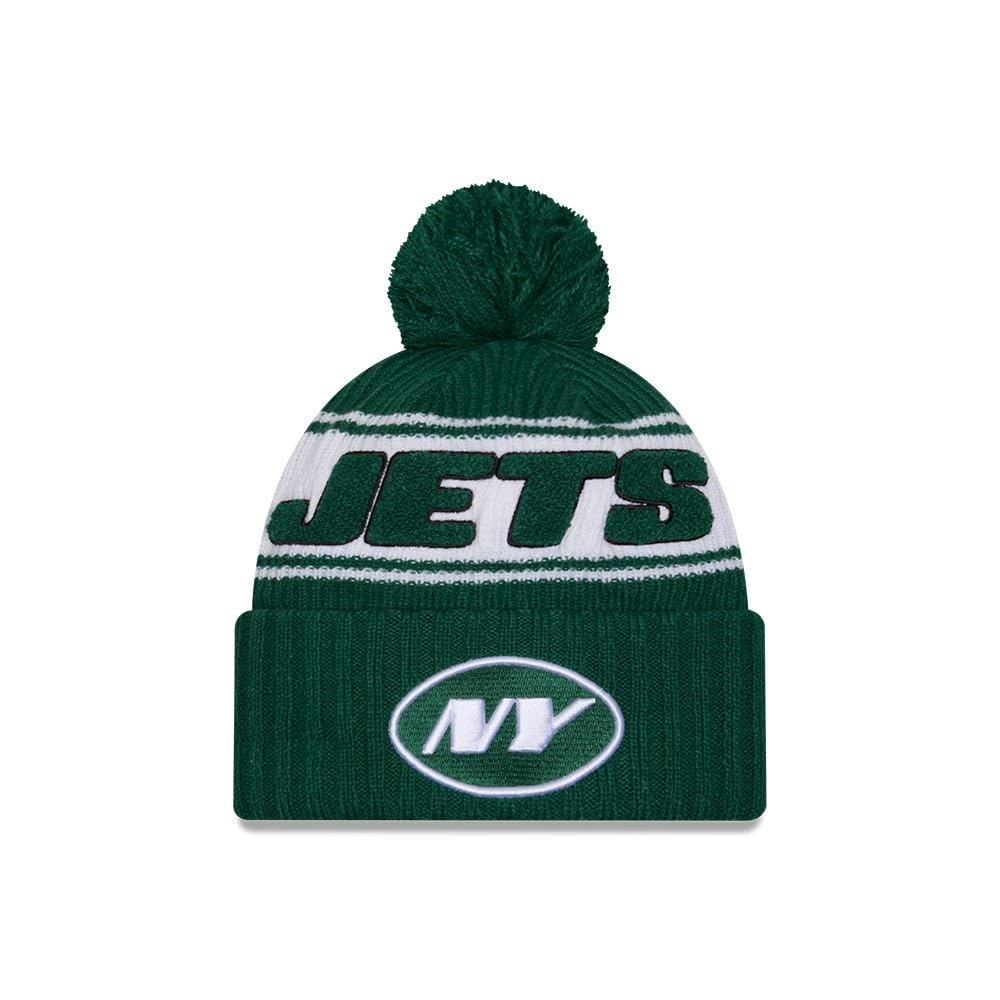 New Era New York Jets NFL 2024 Sideline Sport Knit Green Bobble Hat