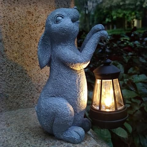 VIOYOUNS Rabbit Solar Garden Outdoor Statues Cover