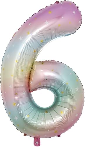 Miniatura 7 de Globos de helio de papel de aluminio de 40 pulgadas con diseño de estrella arcoíris y degradado de gran tamaño, globos grandes (40 pulgadas,