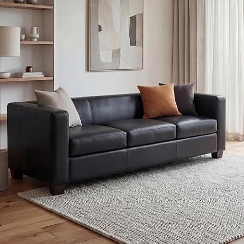 Mendler 3-osobowa sofa Loungesofa Lille ~ sztuczna skóra, czarna