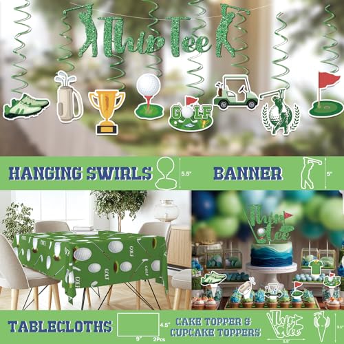 Image of Golf 30th Birthday Decorations, 194 PCs Thir-Tee Golf Party Decor Tableware Supplies with Napkins Plates Forks Cups Straws Balloons Banner Tablecloths Cake Cupcake Toppers