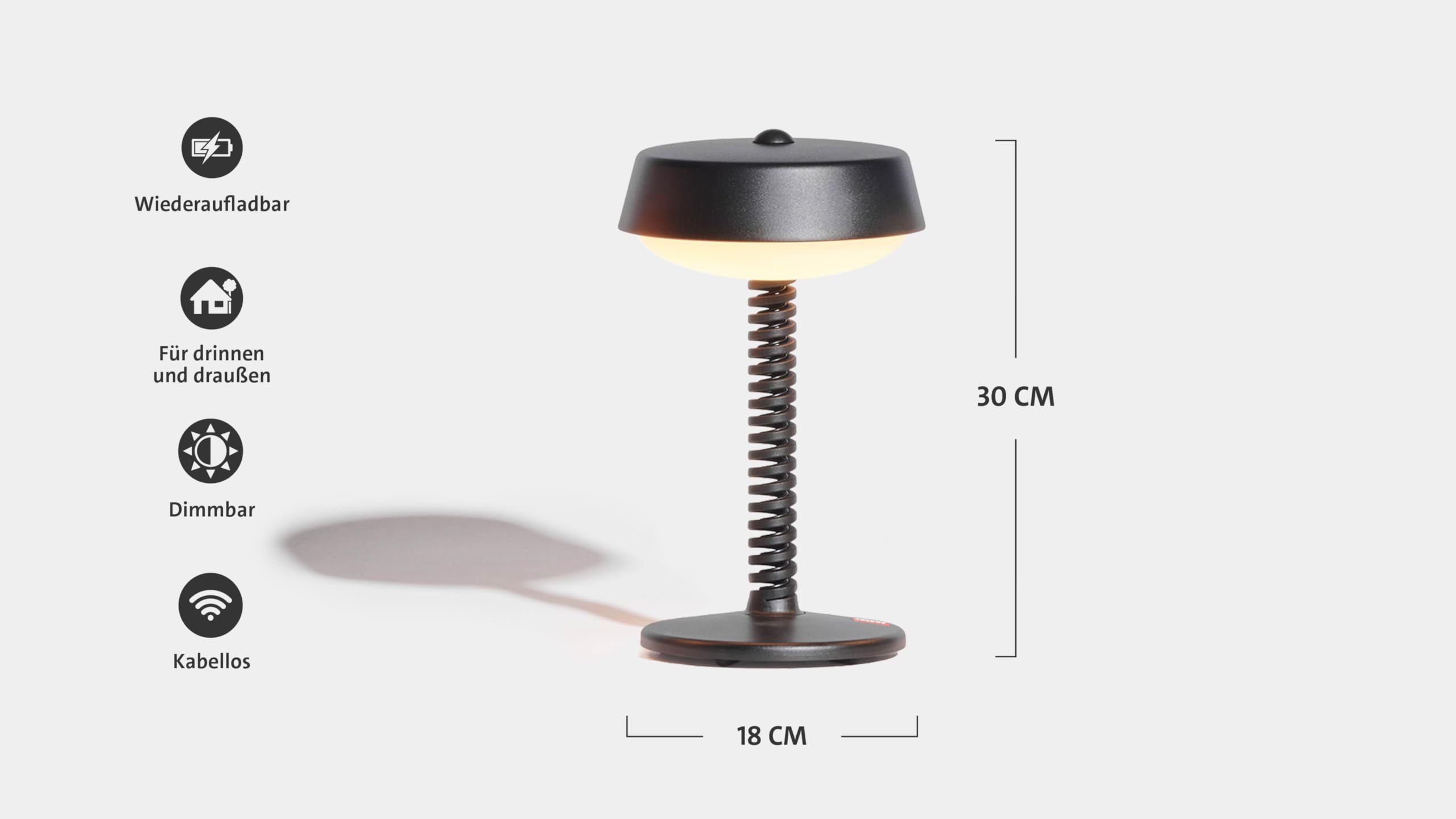 Fatboy Lámpara de mesa dormitorio - Lámparas de noche - Lámparas laterales para salón - Lámpara táctil - Luz LED inalámbrica y regulable - Bellboy negro | Lámpara de noche inalámbrica variable, luz de libro interior para dormitorio, salón u oficina, recar