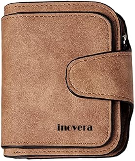 INOVERA (LABEL)Women's Vegan Leather Tri-fold Fashion Card Coin Holder Small Wallet (KK29)