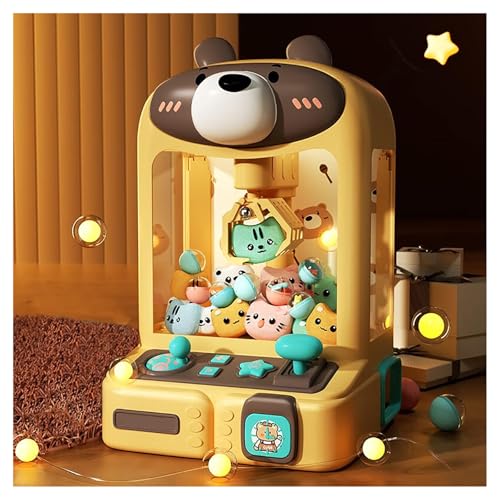 TYBEITAO Machine a Pince Bonbon avec Lumières Et Musique,30 Peluches Et 10 Gashapons ， Machine à Bonbons Cadeaux pour Adultes Filles Garçons,Bear
