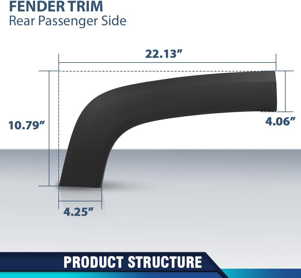 PIT66 Rear Wheel Molding Right Passenger Side Compatible with Jeep Renegade 2015-2023 5XB66LXHAA, CH1791104 Black