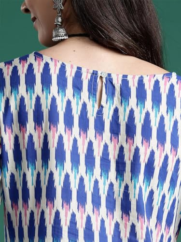 Image of INDO ERA Women's Pure Cotton Straight Fit Printed Straight Kurta