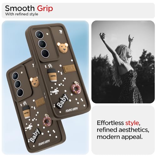 Image of Pikkme Back Cover for Realme Narzo 80x 5G / Realme P3x 5G / Realme 14X 5G | Cute Fun Cartoon 3D Bear Silicone Full Body Protection Bumper Case (Brown)