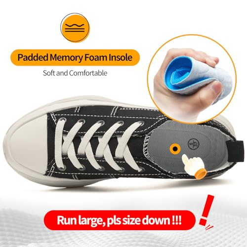 ZGR Womens Low Top Platform Sneakers,White Canvas Sneakers,Casual Platform Tennis Shoes2