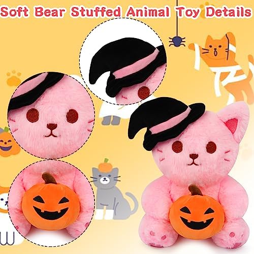 Halloween Cat Plush Pillow Toys, 9“ Cute Pink Cat Stuffed Animals for Kids Girls, Halloween Plush Witch Cat Plushi Kawaii Stuffed Cat Toys Plush Doll Decorations 4 51v7qa7SB3L. AC