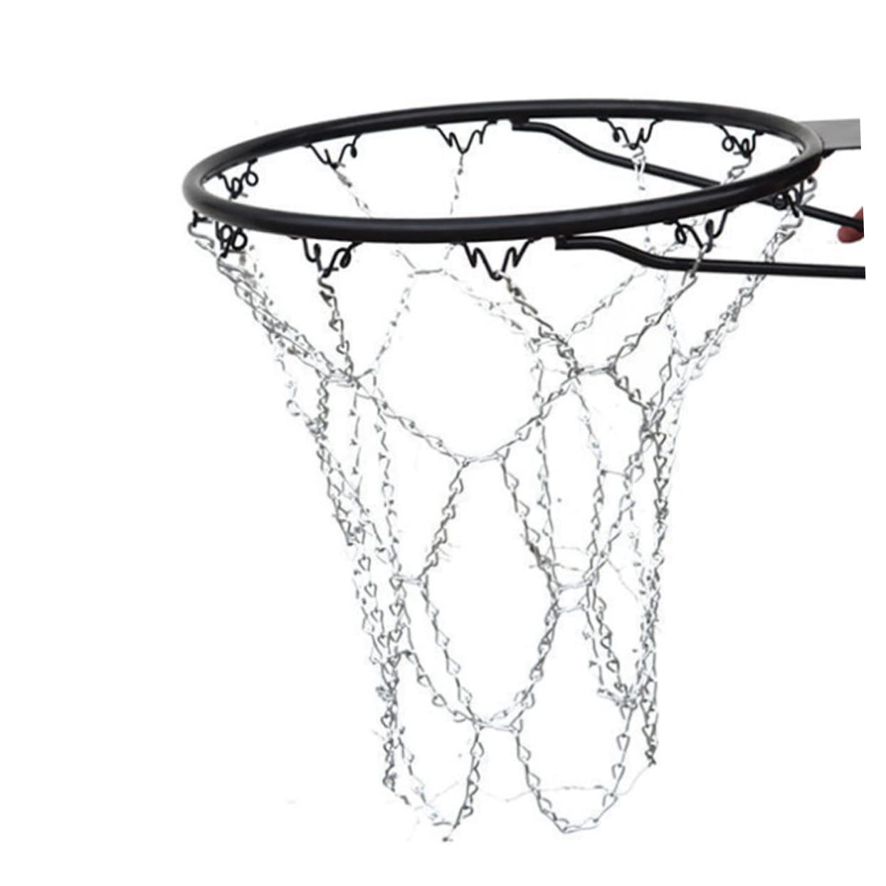 Happyyami Basketballnetz mit Heavy Duty Konstruktion aus Eisenkette 2 Stück Robustes Kettennetz für Basketball Geeignet für Indoor und Outdoor Einsatz