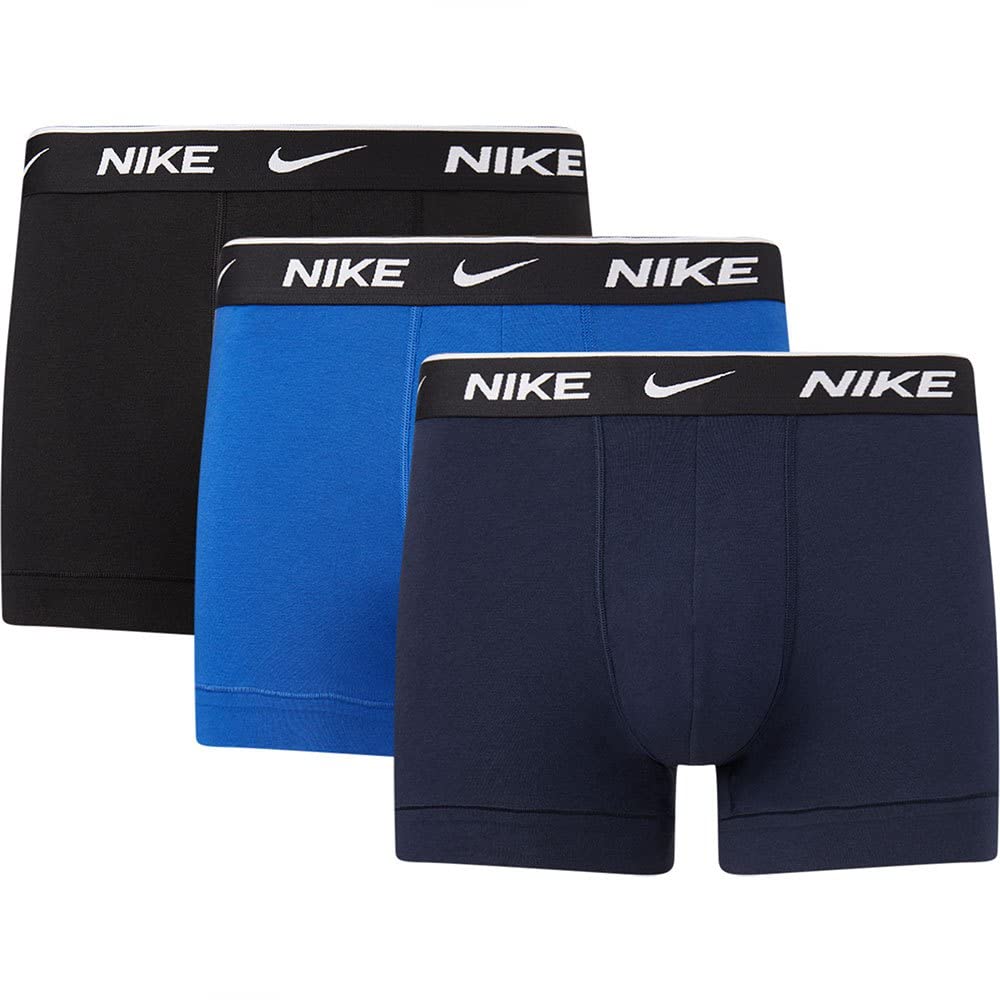 NIKE Mens Everyday Cotton Stretch Trunks, Obsidian/Game Royal/Black, M EU