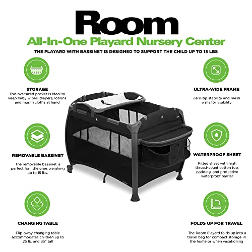 Image of Joovy Room-Playard, Nursery Center, Bassinet, Changing-Table, Black | Joovy Room-Playard, Nursery Center, Bassinet, Changing-Table, Black