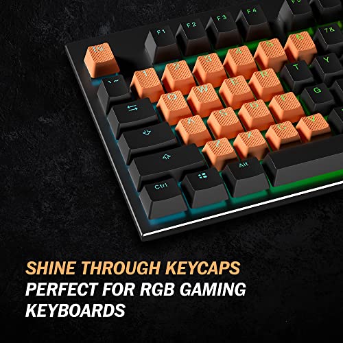 Image of HK Gaming Rubber Keycaps Set | Anti-Slip Texture | Doubleshot Backlit Keycap Set | 23 Keys OEM Profile Key Set | for Mechanical Keyboard | Compatible with Cherry MX, Gateron, Kailh | Orange