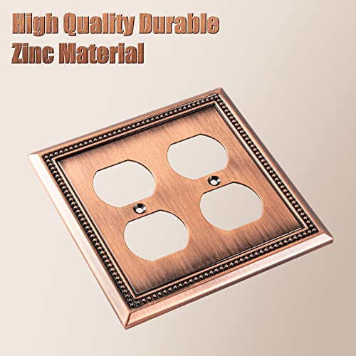 Image of Sunken Pearls Heavy Duty Decorative Wall Plate Switch Plate Outlet Cover (Double Duplex, Antique Copper)