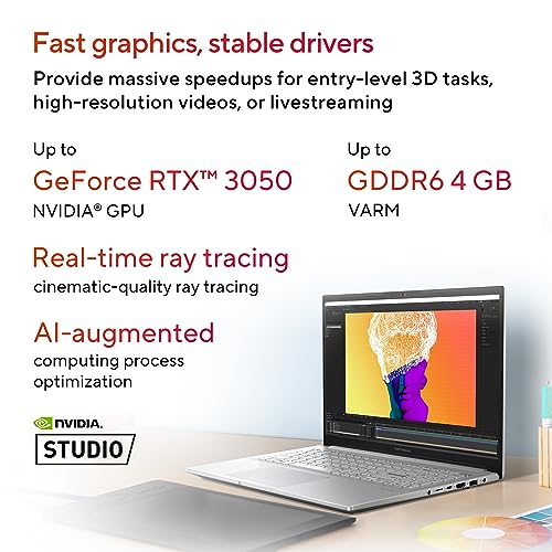 ASUS Vivobook Pro 15, AMD Ryzen 7 6800H, 15.6" (39.62 cm) FHD, Creator Laptop (16 GB RAM/512GB SSD/4GB RTX 3050) M6500RC-HN742WS Marshmallow MD100 Mouse (Blue) - Image 5