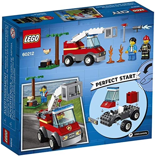 City Fire Barbecue in Fumo con Camion dei Pompieri, Minifigura del Vigile del Fuoco, Hot Dog e Accessori per la Griglia, Set da Costruzione Ispirati ai Pompieri, 60212 - Lego - Immagine 4