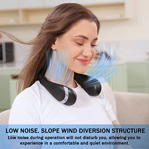Dolond Neck Fan, Portable Foldable Bladeless Neck Fans, Intelligent Led Digital Display, 3 Speeds Adjustable, 4000 Mah Rechargeable Battery, Folding Usb Hands Free Fan For Travel Essentials (Black) #TOP3
