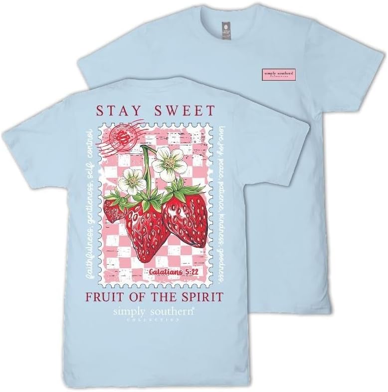 Simply Southern Stay Sweet Fruit of The Spirit - Strawberries - Galatians 5:22 - Adult T-Shirt