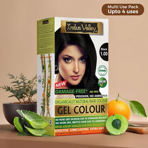 Image of INDUS VALLEY Natural Damage Free Gel Black Colour With Colour Protection Shampoo (200 ml) + Hair Ultima Spa (175 ml)