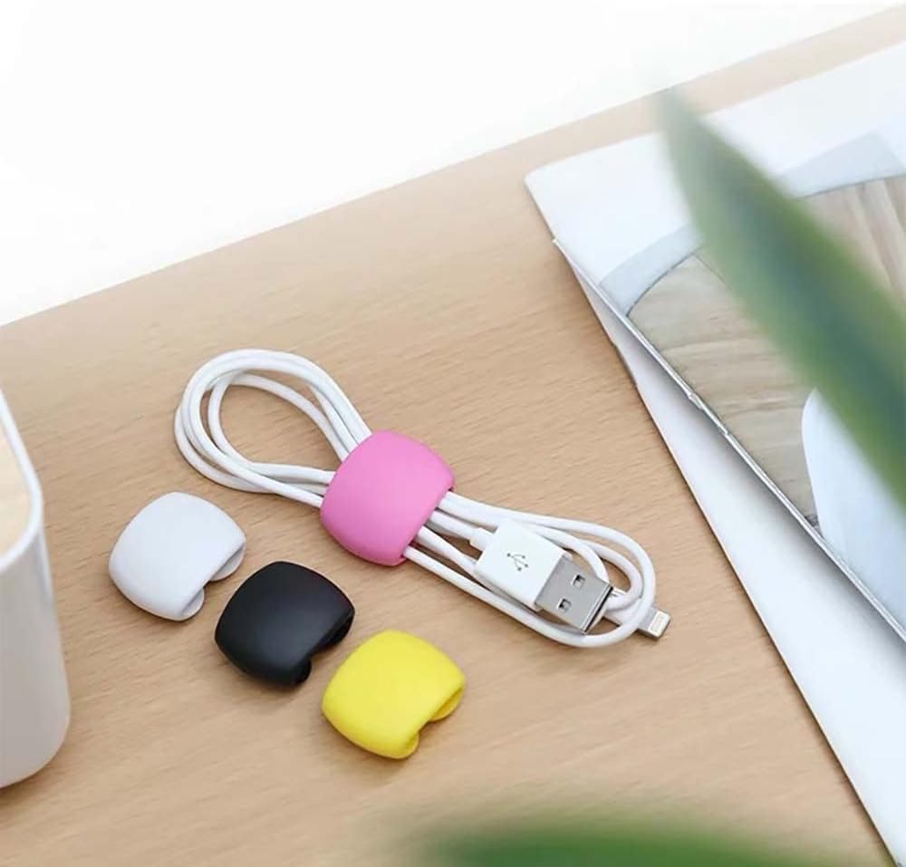5 Pcs Colorful Cord Holder Silicone Fashion Cable Organizer Clips Desktop Decoration Travel Data Line Wire Wire Manager Cord Management