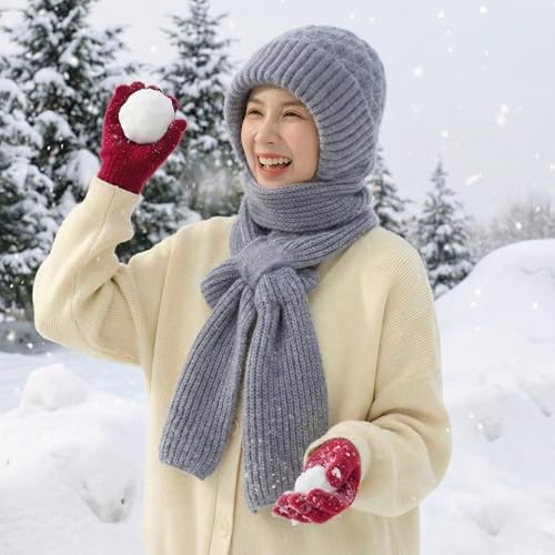 Image of Kraptick Women's Winter Cap and Scarf Set - Thick Fleece Lined Knitted Beanie Hat and Neck Warmer Muffler for Ladies, Soft & Stretchable Woolen Snow Proof for Extreme Cold -4