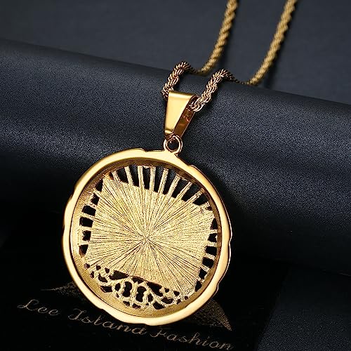 NEGS 18K Gold Plated Lord's Supper Pendant Stainless Steel Necklace For Men Women, The Last Supper Jesus with His Disciples 24 Inch Rope Chain Christian Prayer Jewelry Gift4