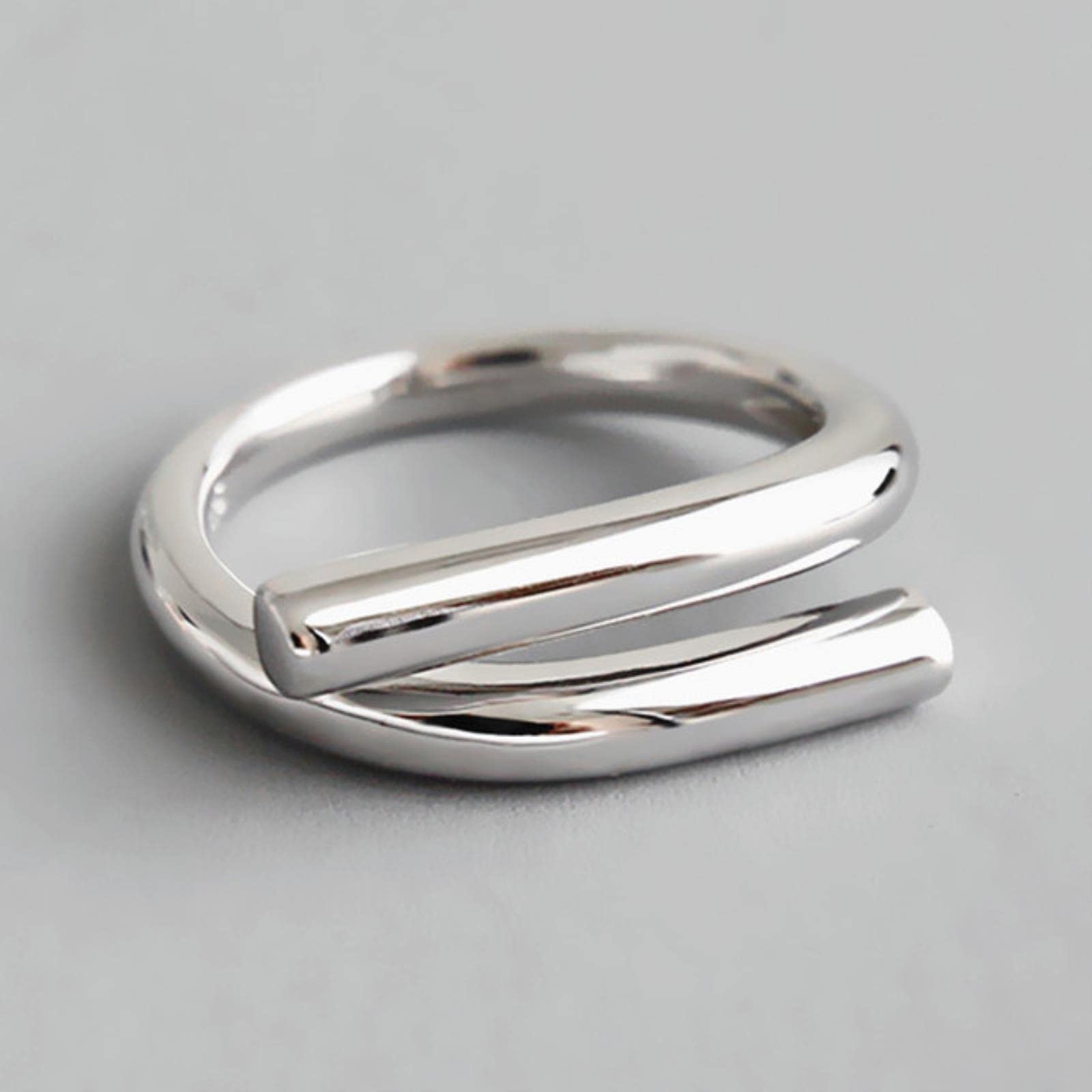HCMA 925 Silver Temperament Smooth Geometric Open Finger Ring Ring For Women Partyt Jewelry