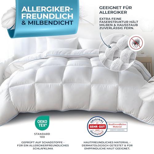 Glückstoff® Feder- und Daunendecke 200x220cm Daunen Federn Ganzjahresdecke – Ansicht 2