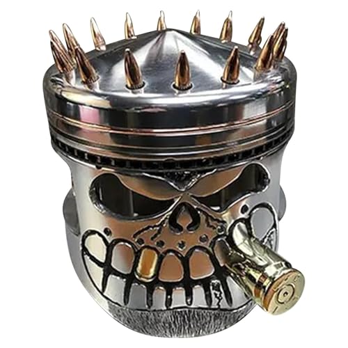 Escultura de Cara de Calavera de Pistón - Figura de Arte en Resina, Tallado a Mano Calavera de Resina | Escultura Decorativa, Gótico para Amantes de los Autos, Oficina, Escritorio en Casa, Exhi