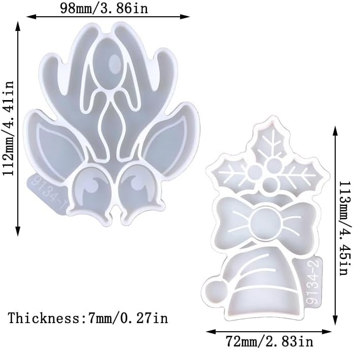 Miniatura 2 de Playing Mold 2 moldes de silicona de resina epoxi con forma de flor de alce de Navidad, para bricolaje, pared, sala de estar, decoración de
