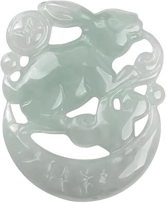 Feng Shui Pendant,Feng Shui White Jade Necklace Pendant for Women Genuine Yoga Jade Rabbit