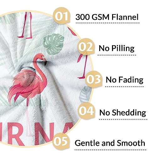 Personalized Flamingo Blanket Gifts with Name - 40x50 Inches Cute Throw for Women & Girls - Pink Soft Fuzzy Blankets for Bed, Couch & Living Room