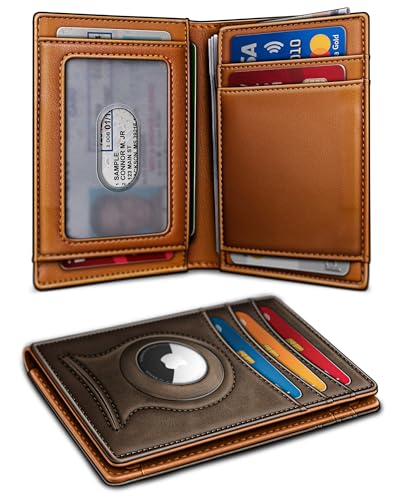 Image of BULLIANT Slim Wallet For Men 12Cards,Magnetic Flip Build-in Money Clip Airtag Compatible-RFID Blocking