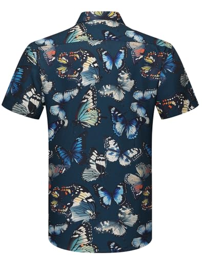 MCULIVOD Men's Hawaiian Tropical Shirts, Printing Short Sleeve Casual Button Down Shirt2