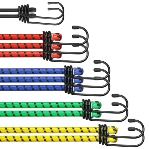 Set 12 Corde Elastiche Con Ganci - 4 Lunghezze Diverse Per Teloni, Campeggio E Trasporto - Foto 13