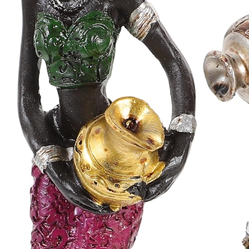 Escultura femenina africana 2 piezas arte resina miniatura 7