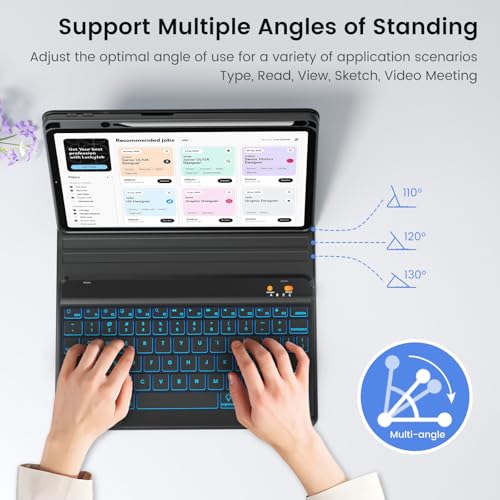 BLUTLOTUS Keyboard case for iPad 5th/6th Generation 2017/2018, 9.7 Inch iPad Air 2 Case, Removable Wireless Backlit Detachable Keyboard, Folio Smart Cover(Black) by BLUTLOTUS - Image 8