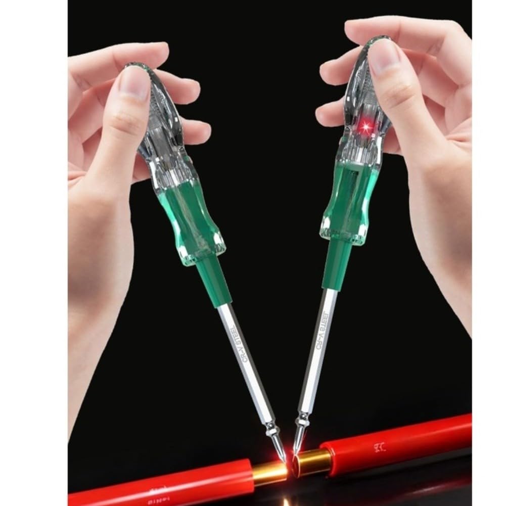 Tester napięcia śrubokręt 2 w 1, wysoki moment obrotowy, izolowany, odporny na uderzenia, neonowy tester napięcia 100 V-500 V, stal CR-V, narzędzie do testowania i wkręcania, zielony