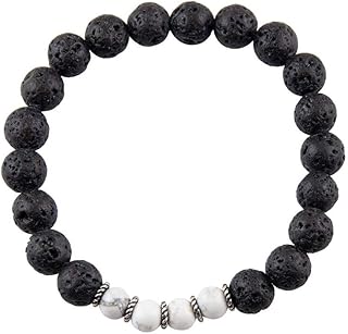 fourseven Jewellery Keep Calm & Carry On Howlite & Lava Bead Bracelet for Men and Women - Small to Medium | Size: 6.75 Inch |, Natural Gemstone Stylish, Trendy, Latest Fashion-picture-22