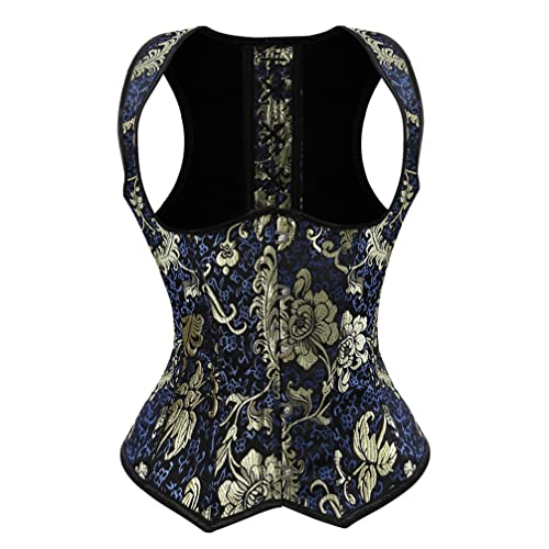 Steampunk Underbust Corset with Straps Pirate Corset Vest Women Gothic Vest Gold S