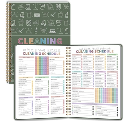 ADHD Cleaning Planner for Adults Women Cleaning Schedule and Checklist Notebook Daily Weekly Monthly Schedule Household Cleaning Checklist Planner Green