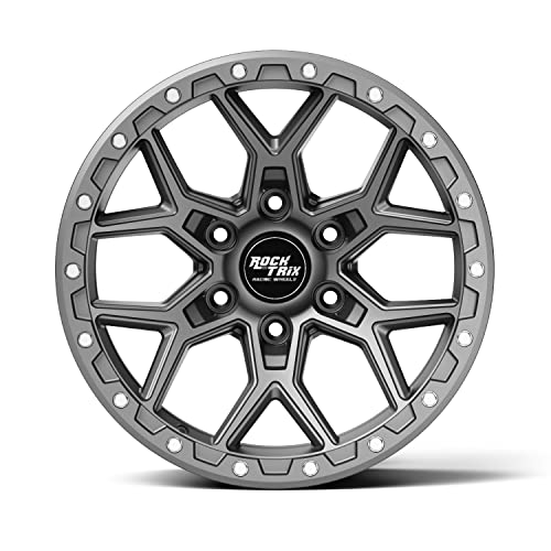 RockTrix RT107 20 inch Wheel Compatible with Chevrolet Silverado 1500 Tahoe 6x5.5" (6x139.7) Bolt Pattern, 20x9 (+12 Offset, 5.5 Backspace), Gunmetal, Also fits GMC Sierra Yukon and 2019+ Ram 1500