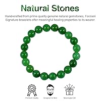 Vista 2 de 10mm Green Jade Beaded Bracelet for Men - Energy and Clarity - High Quality Adjustable Stretch Green Gemstone Beads Mens Bracelet - Made in USA