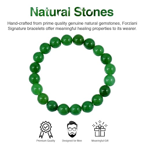 Vista 2 de 10mm Green Jade Beaded Bracelet for Men - Energy and Clarity - High Quality Adjustable Stretch Green Gemstone Beads Mens Bracelet - Made in USA