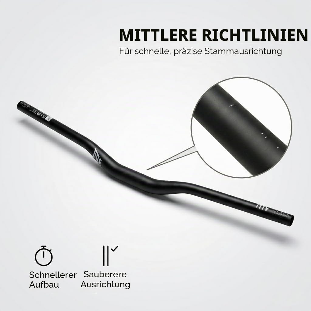TITLE AH1 35 MTB-Lenker – 800 mm Breite, 35 mm Klemmung, 38 mm Rise, Aluminiumlegierungs-Lenker für Downhill, Enduro, Freeride, Trek & Fixie-Bike kompatibel (Schwarz, 35x38 mm Rise)