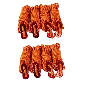 8 Pièces Corde de Tente, Corde de Tente Réfléchissante, Corde Tente Fluorescente, Convient pour Le Camping en Plein Air, Utilisé pour Fixer des Tentes, des Sacs à Dos et d’autres Accessoires(Orange)
