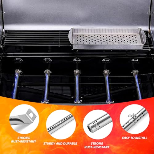 Image of Grill Replacement Parts for Charbroil Performance 4 Burner Gas Grill 463365021 463365522 463352521, 5 Burner 463450022, 2 Burner 463630021, Grill Burners Kit with Heat Plate, Crossover Tube, Igniter | Stainless Steel, with Crossover Tube, Igniter, Heavy Duty, Easy Install, Works Like New, Uniform Heating, Enjoy BBQ Time