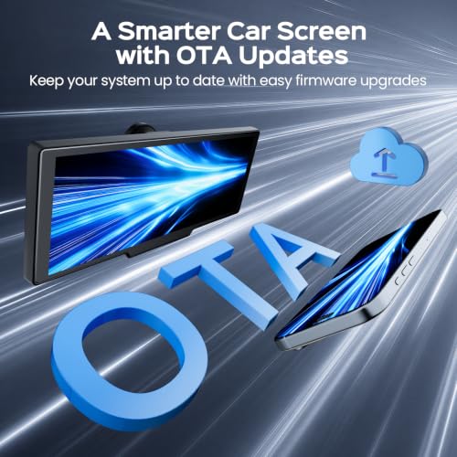 Image of TECXERLLON 10.26 inch Portable Apple CarPlay Screen for Car, Wireless Car Play & Android Auto, 4K Dash Cam and 1080P Backup Camera, OTA, GPS Navigation, Voice Control, Mirror Link
