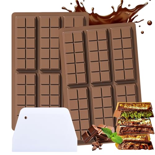 Moule Tablette Chocolat Dubai, 2 Pièces Moule Silicone Anti-adhésif & Facile à Démouler, 6...